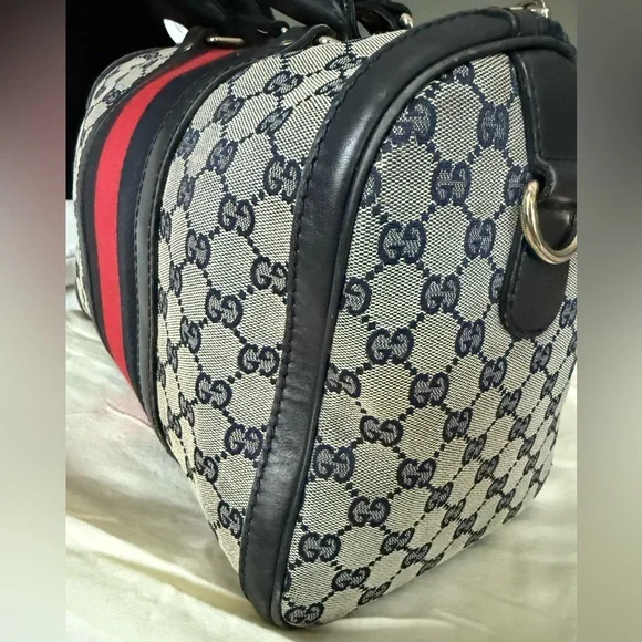 Gucci Blue and Red Striped Boston Bag - Picture 6 of 17